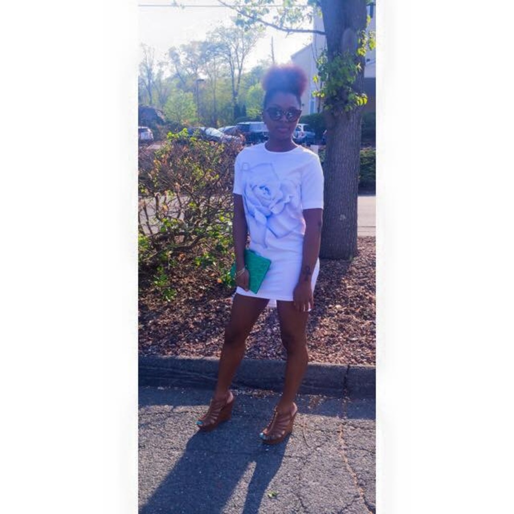 SHEIN  Satin flower shirt mini dress